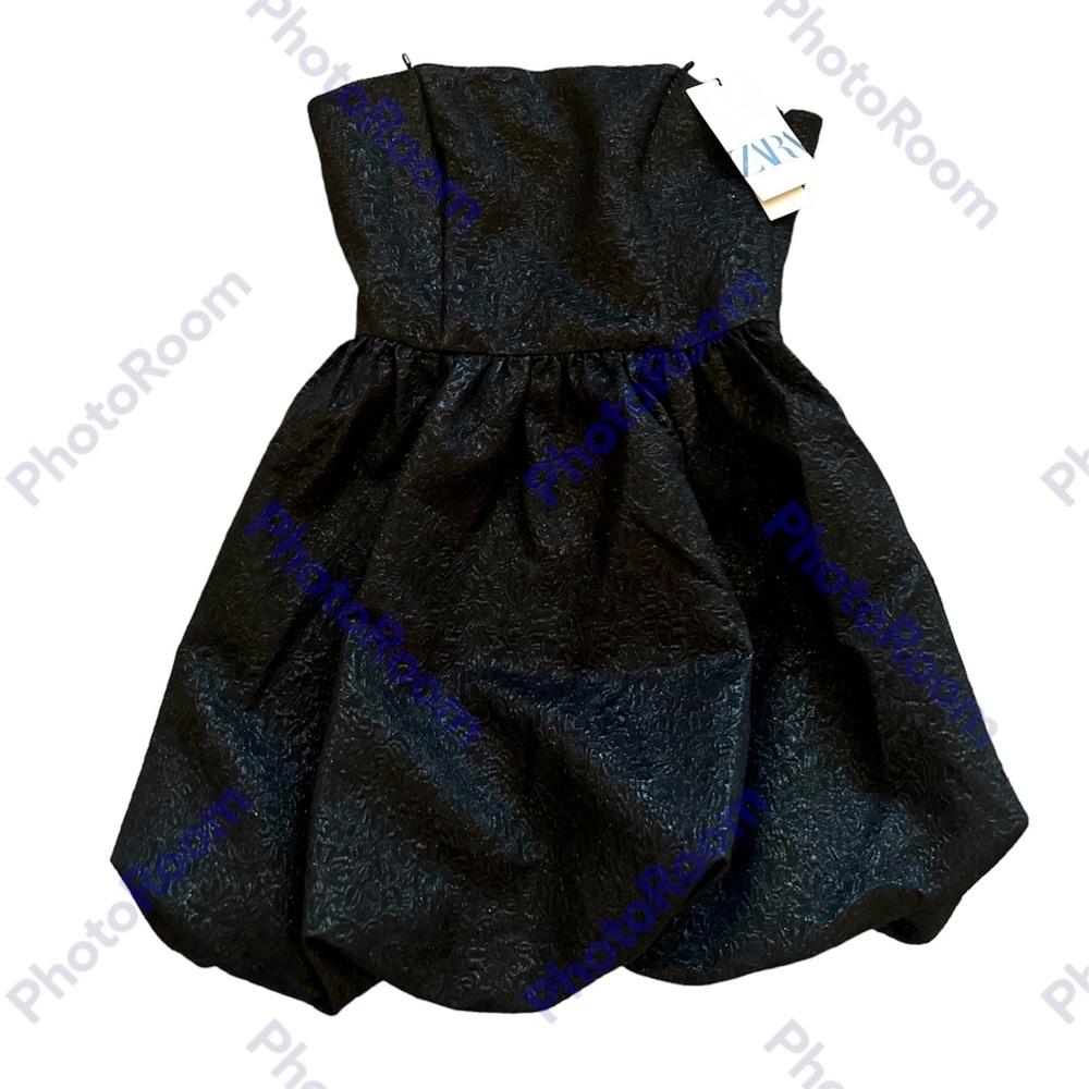 Zara Womenz Medium Black Strapless Bubble Dress NWT